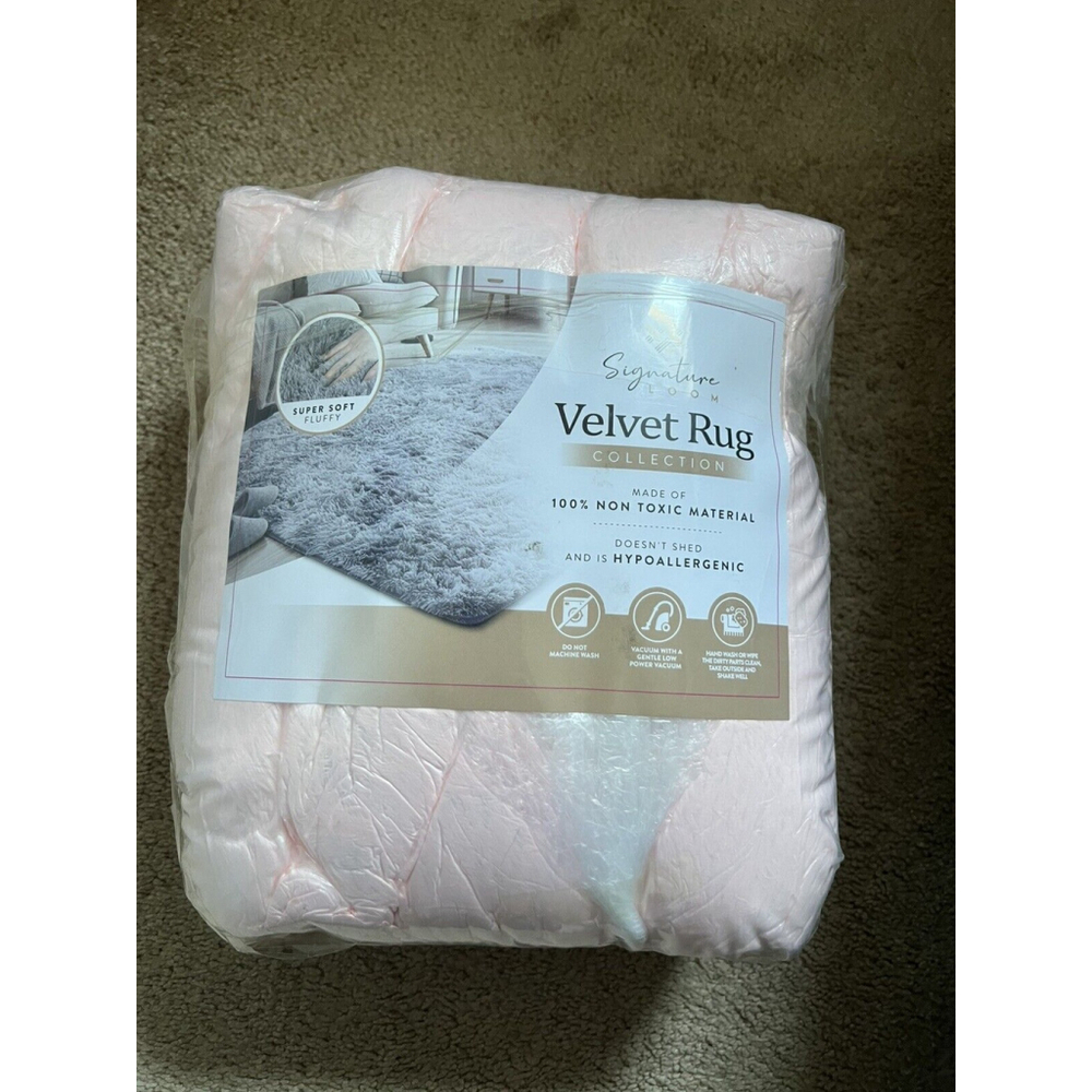Signature Loom Velvet Rug Collection 4x5 Luxury High Quality LivingRoom Rug Pink
